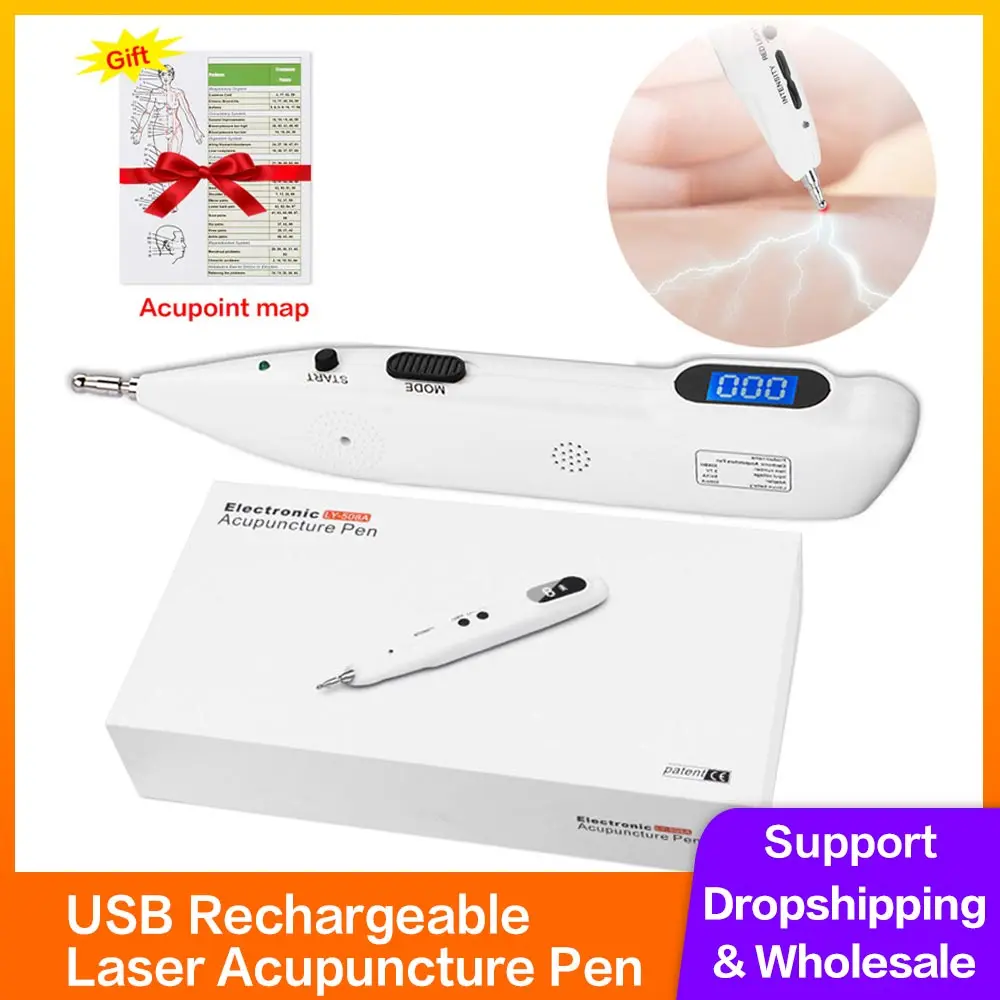 

USB Rechargeable Acupuncture Meridian Point Pen Automatic Find Acupressure Therapy Massage Pen Laser Acupuncture Energy Pen