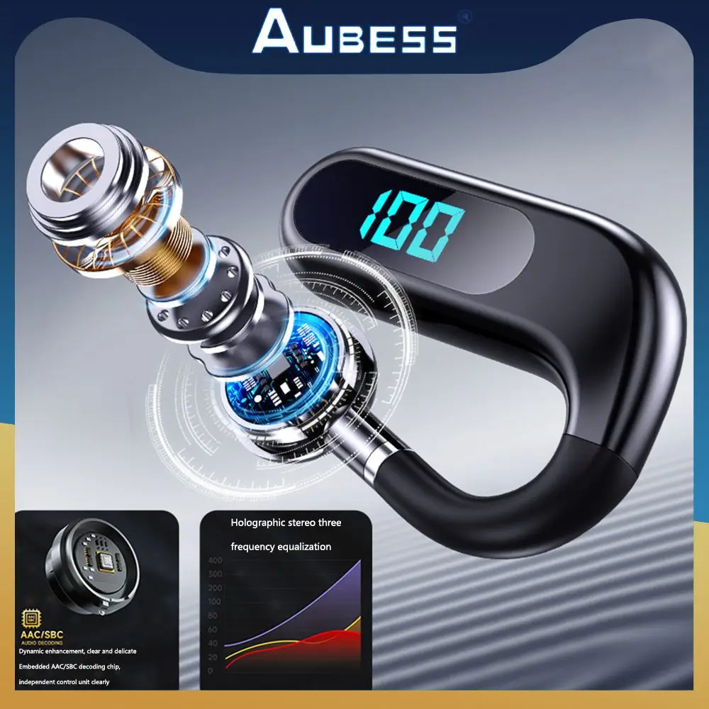 

10 M S30 Wireless Headset Waterproof Single Ear Rotary Bone Conduction Headset Led Digital Display Commercial Dc 5v