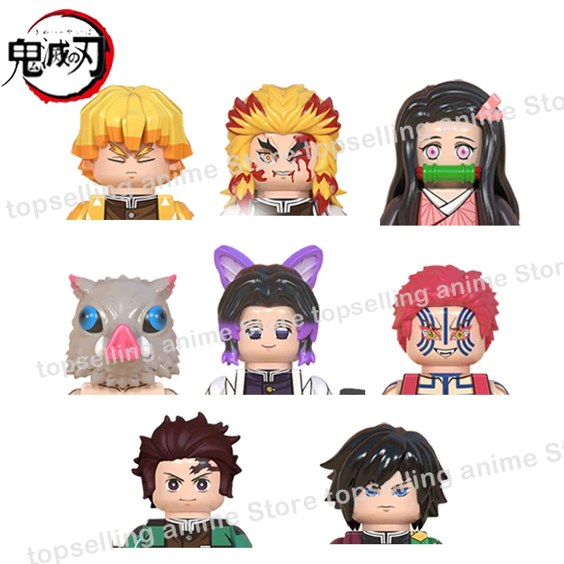 

8PCS Demon Slayer Japanese Anime Samurai Tanjirou Nezuko Kyoujurou Giyuu mini bricks dolls action figures Blocks birthday gifts