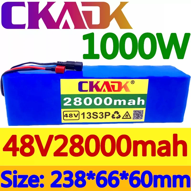 

Новинка 2022, 100% новый CKADK 48V28Ah 1000w 13S3P 48В аналогичен 28000 мАч для электрического велосипеда 54,6 в, скутера