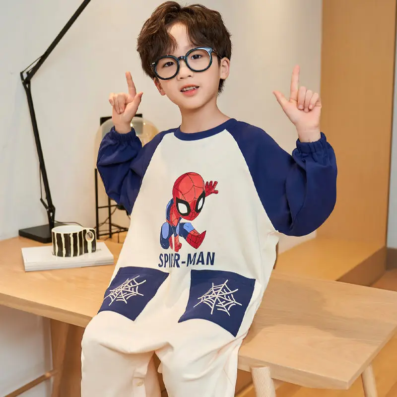 

Серия Фильмов Marvel: Мстители, Человек-паук, мальчик, чистый хлопок, модная цельная Пижама, Детская свободная и удобная домашняя одежда