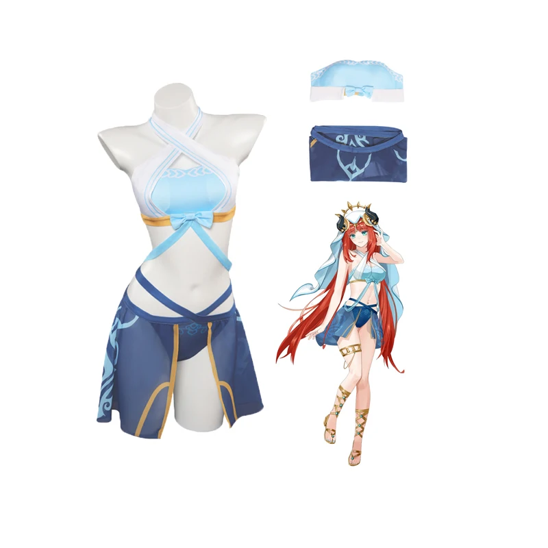 

Genshin Impact Swimsuit Nilou Cosplay Women Costume Sexy Dress Bikini for Girls Female Swimwear Outfit Carnival Party Suit