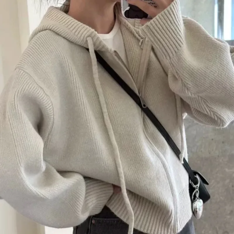 Кардиганы с капюшоном женские кардиганы в корейском стиле модные повседневные