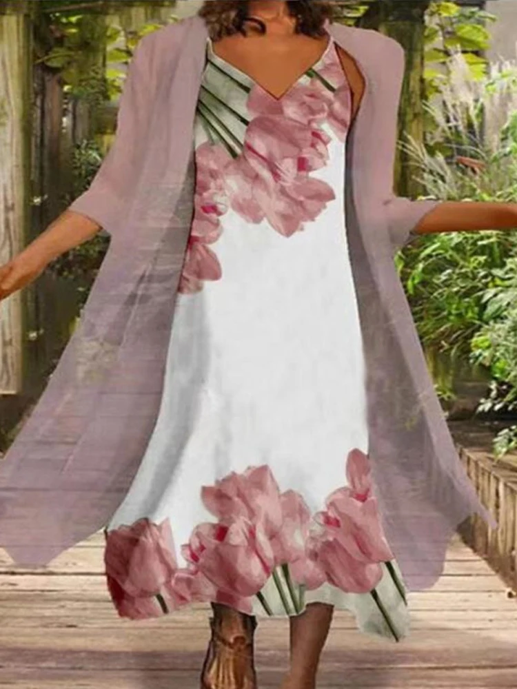 

Женский Повседневный длинный кардиган, комплект из 2 предметов, однотонный топ с рукавом 3/4 и плиссированное платье с круглым вырезом и цвет...