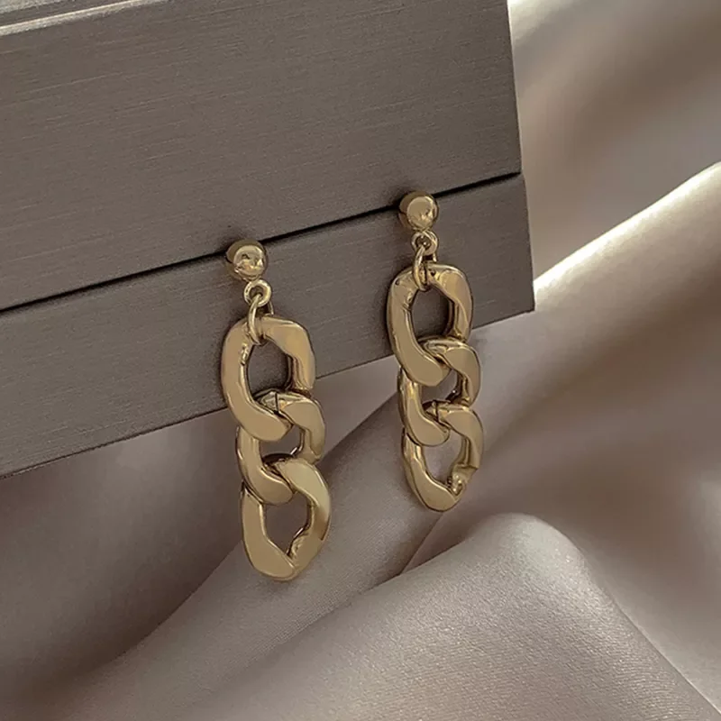 

Simplicity Female Lock Chain Earrings Jewelry For Women Girl Friendship Gifts