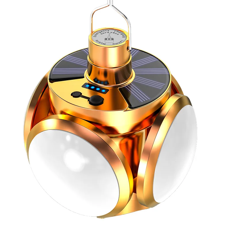 

Solar light rechargeable LED Bulb Folding Solar Light emergency night market LED Camping lamp football Garden Lighting