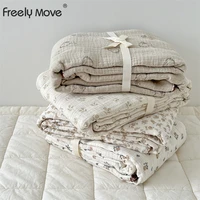 freely move baby blankets print cotton muslin swaddle wrap newborn infant girls boys bedding sleeping receving blanket accessory