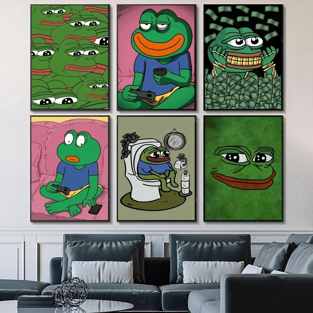 Мультяшный Забавный постер P-Pepe лягушка бумажный принт для дома гостиной спальни
