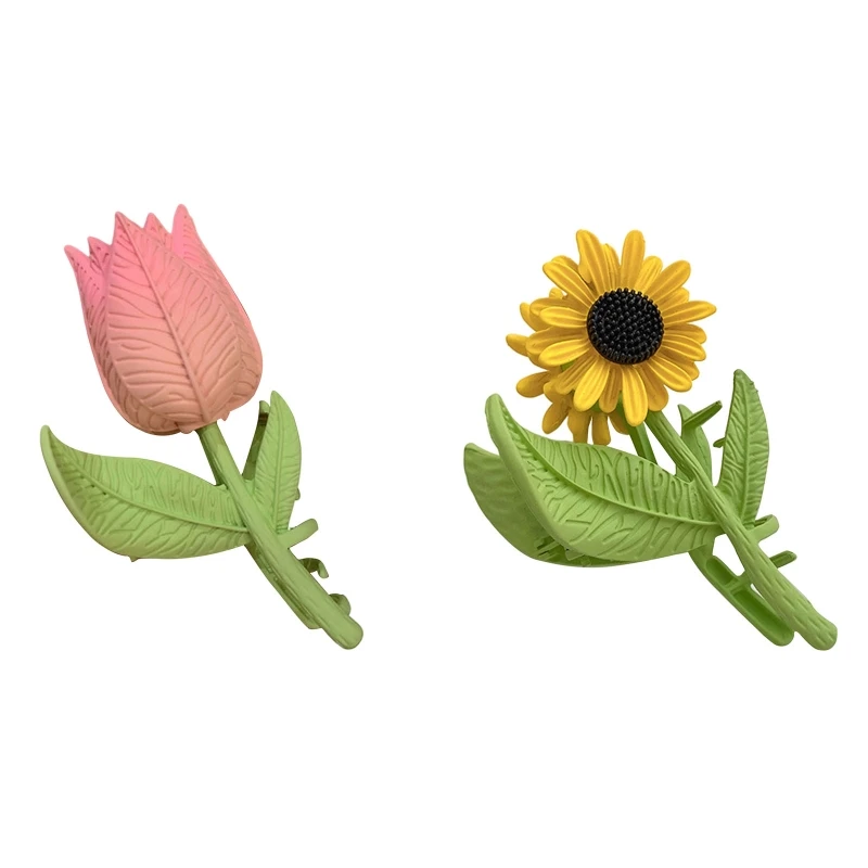 

Summer Tulip/ Sunflower Hair Clamp Headwear Hair Clip Hair Accs for Dating