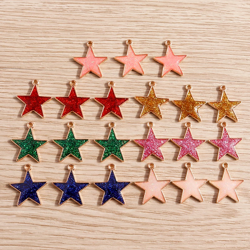 

10pcs 16x18mm Cute Enamel Star Charms Pendants for Jewelry Making DIY Handmade Necklaces Earrings Bracelets Crafts Accessories