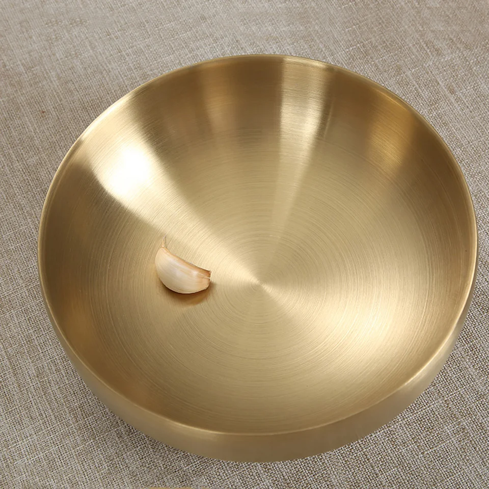 Корейская микс золотистого риса 304 двухслойная миска для лапши из нержавеющей