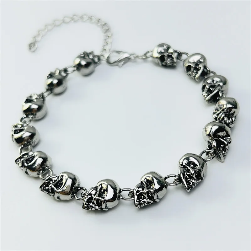 Retro punk style men's skull bracelet personality hip hop rock creative fashion metal chain bracelet jewelry