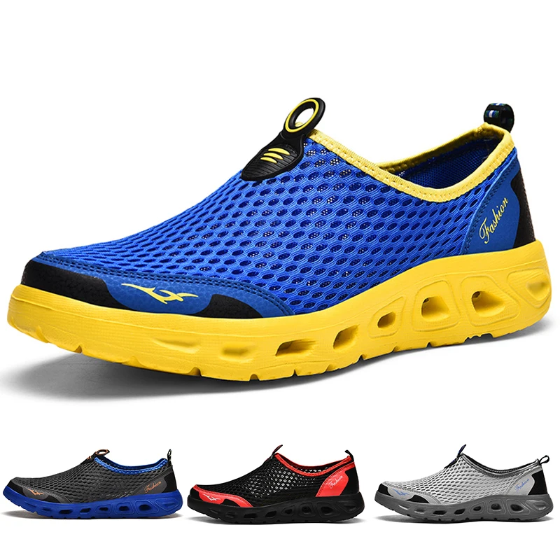 

Summer Men Water Sports Shoes Mesh Lightweight Wading Upstream Shoes Barefoot Beach Swimming Shoes 38-48 Size Men Sports Shoes