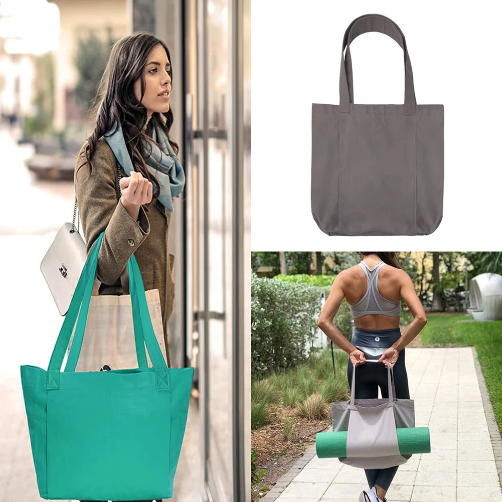 

Yoga Tote Carrier Large Capacity Pilates Mat Bag Pouch Ladies Fitness Handbag Canvas Sports Shoulder Bag for Office Travel Beach
