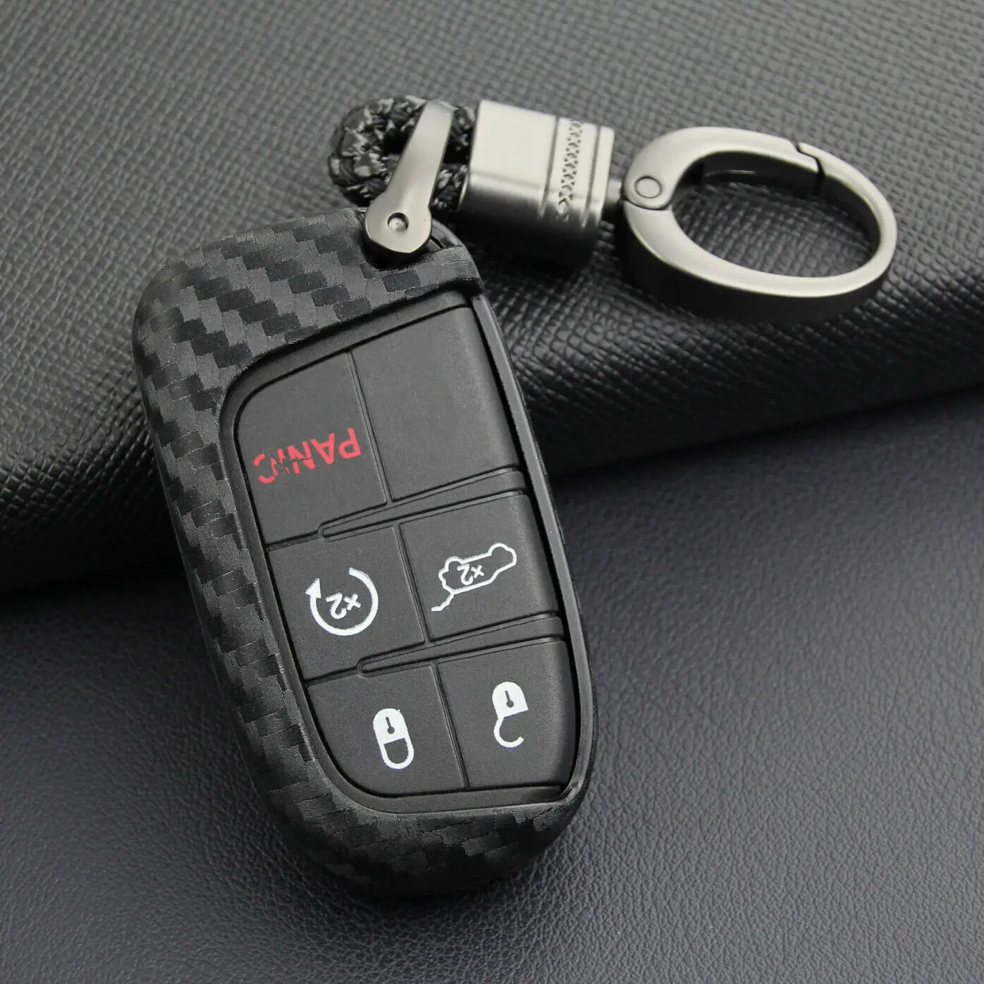 

Carbon Car Key Case Cover Shell for Jeep Renegade Grand Cherokee For Dodge Ram Charger 1500 Challenger Chrysler 300C Journey
