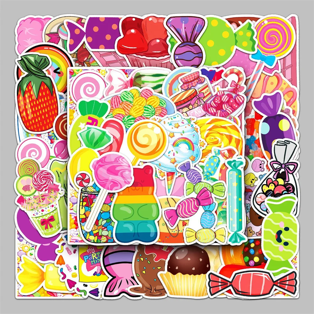 

10/30/50PCS Candy Food Graffiti Sticker Cartoon Creative Sticker Desk Guitar Computer Refrigerator Waterproof Sticker Wholesale