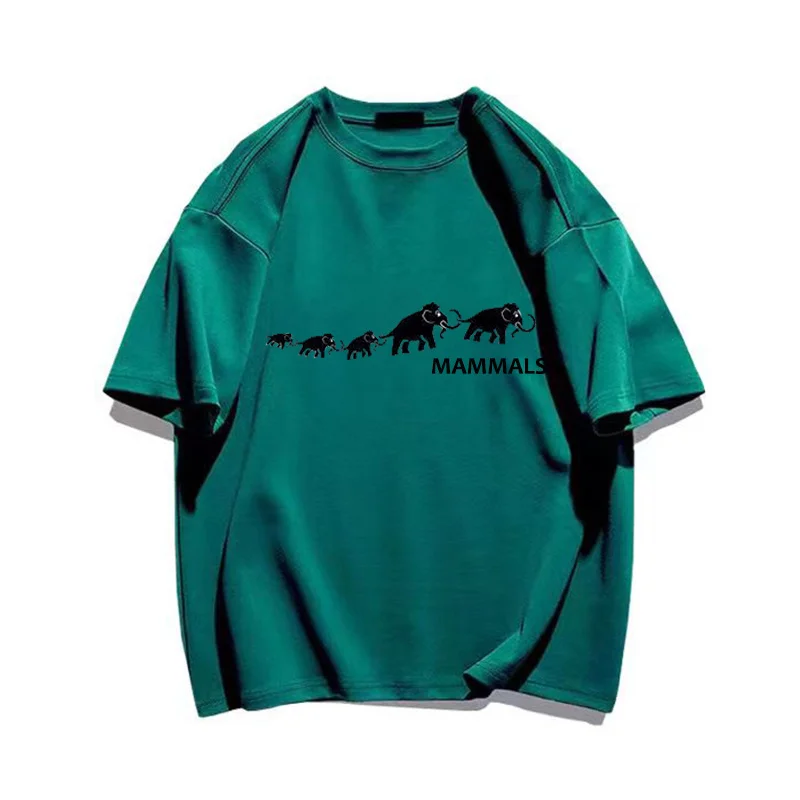 

New Summer Men Solid Color T Shirts Mammoth Elephant Print Vintage Oversized Women T-Shirt Streetwear Men Clothing Free Shipping