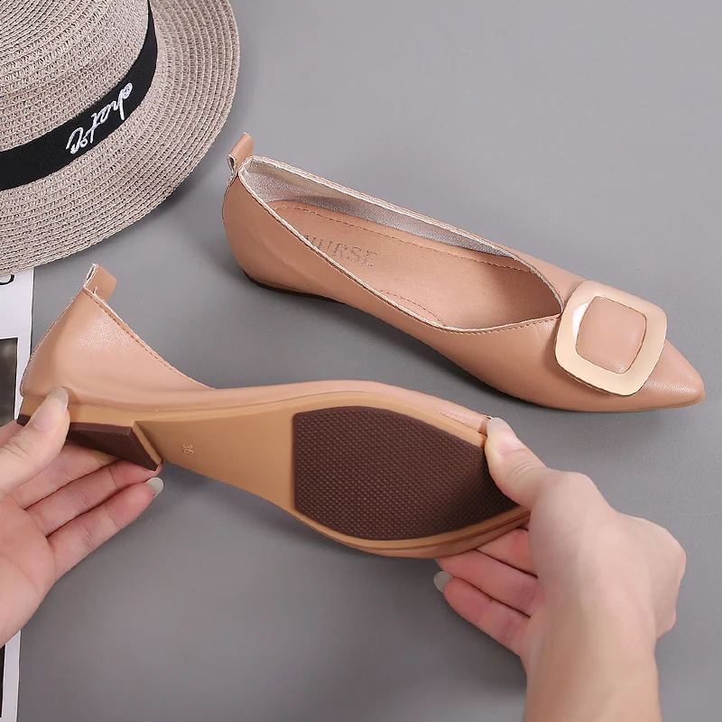 Hot Selling Big Buckle Good Quality For Women Pumps Ladies Flat Shoes