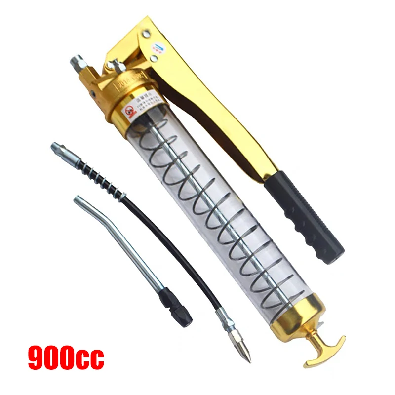 

Куб. См, Прозрачный большой поршневой стержень двойного давления, масляный пистолет, Золотая краска, прозрачный корпус корпуса, двойной поршень, более экономичный