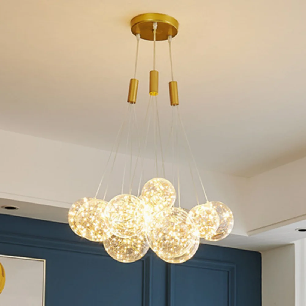 

Chandeliers Lights Gypsophila Pendant Led Lamp Glass Ball Ceiling Home Dining Room Kitchen Island Decor Luster Hanging Fixtures