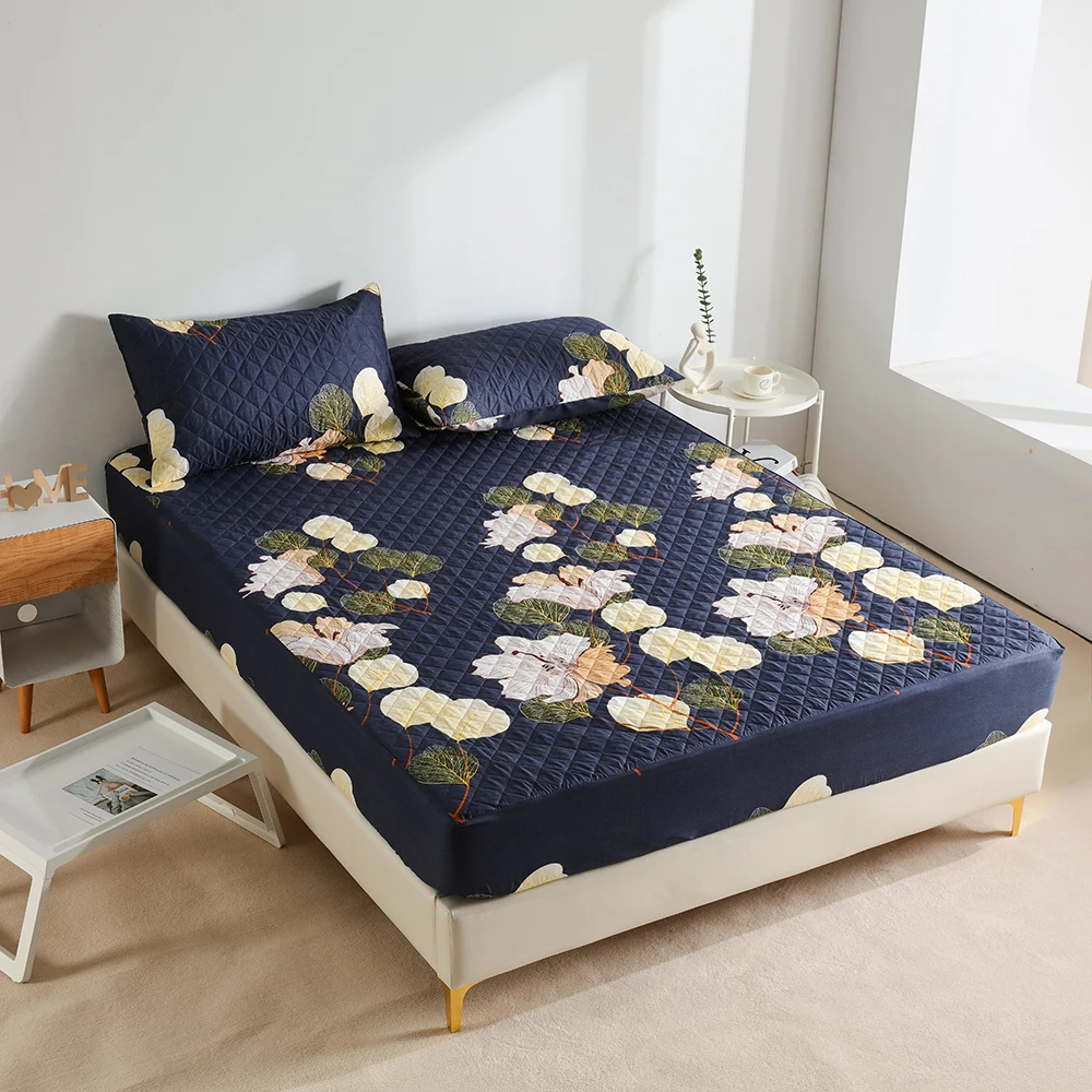 

Girl's Room Decoration Bedspread Thick Waterproof Fitted sheet Set All-around Elastic Rubber Band Non-slip Dustproof Bed Sheet