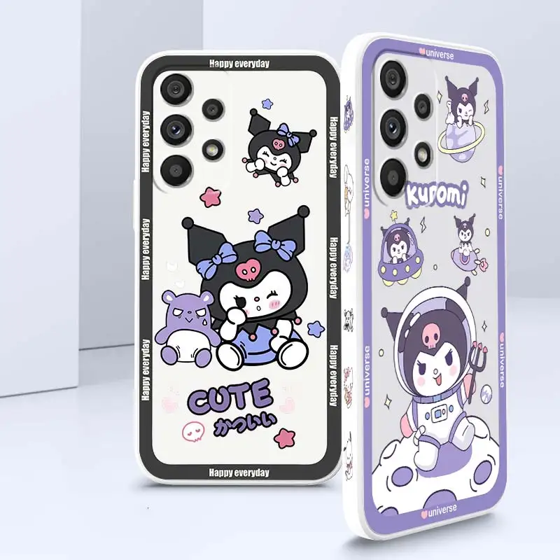 

Cartoon Cute Kulomi Sanrio Phone Case For Samsung Note 20 10 A54 A31 A14 A03 A22 A34 A04 A24 Ultra Plus 5G Liquid Left Rope
