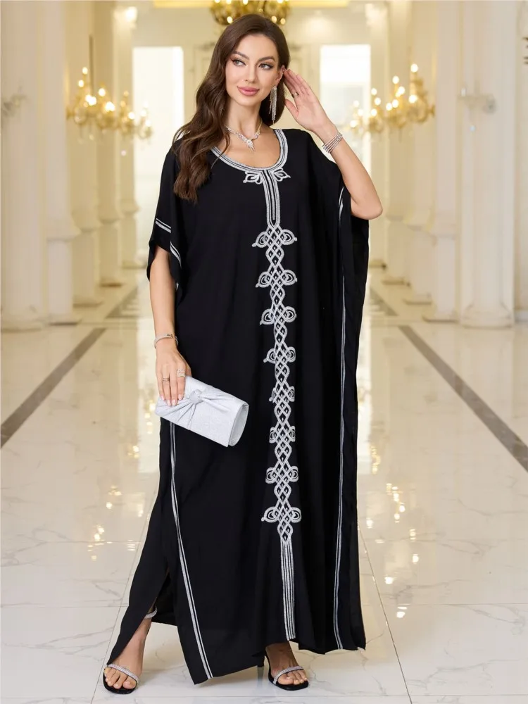 Платье макси с принтом 2025 года туника рукавами летучая мышь весна-лето пляжное