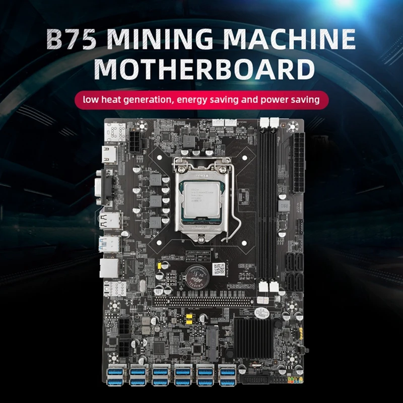 

B75 12USB GPU Miner Motherboard+CPU+2X4G DDR3 RAM+Fan+Thermal Grease+2XSATA Cable+Switch Cable+Network Cable LGA1155 BTC