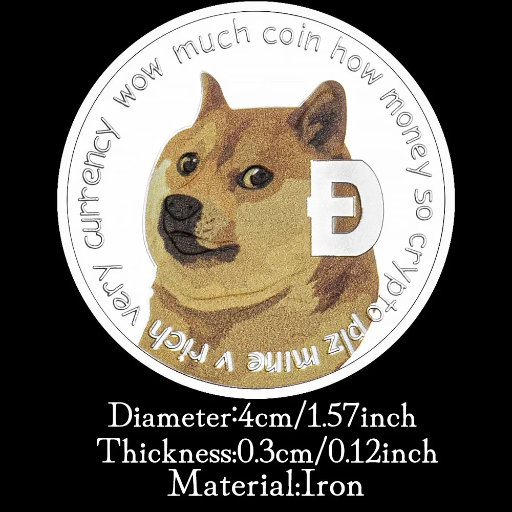 Dogecoin Крипто Посеребренная сувенирная монета Физическая криптовалюта