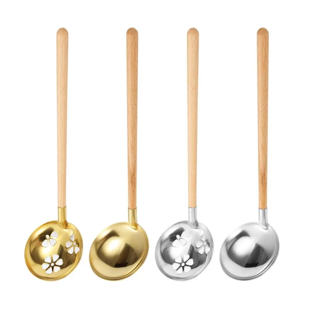 

1pc Portable Dessert Dinnerware Stainless Steel Filter Strainer Colander Soup Spoon Hot Pot Spoon Cooking Tools