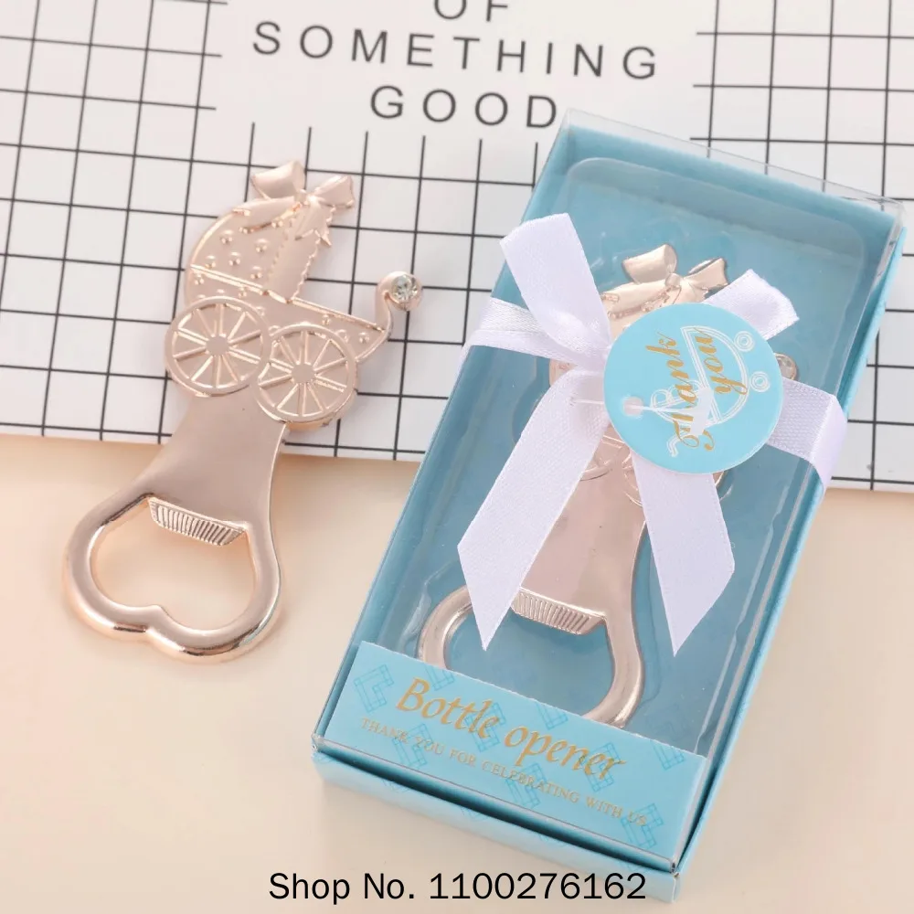 

20pcs/lot Baby Shower Gifts Boy Girl Birthday Party Giveaways Baptism Souvenirs Gold Metal Baby Carriage Bottle Opener
