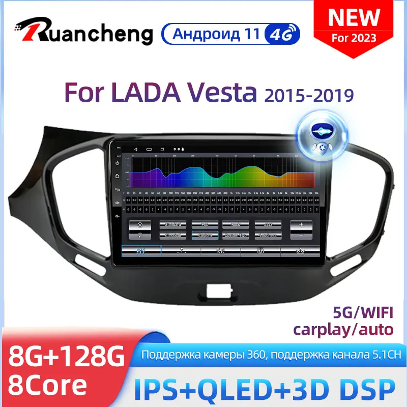 Ruancheng for Lada Vesta 2015 2019 car radio multimedia video player navigation stereo GPS Android 10 no 2D