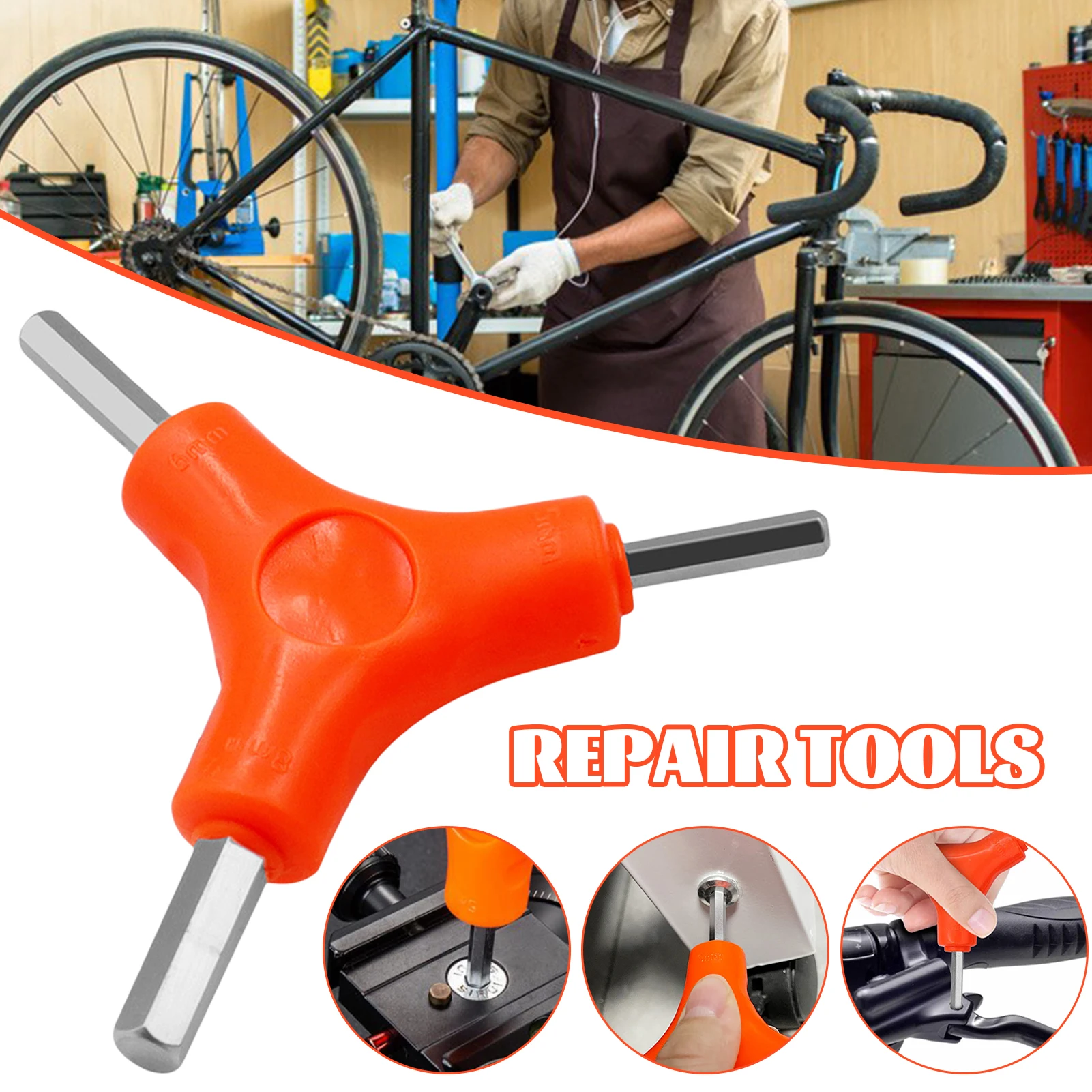 

Инструмент для ремонта велосипеда с тремя головками, многоцелевой ключ для ремонта велосипеда для дорожного велосипеда