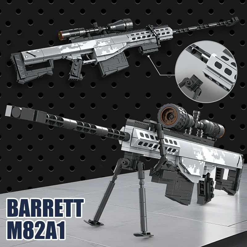Фото Военная снайперская винтовка M82A1 Barrett, модель для сборки из строительных блоков MOC, AWM TAC-50 PGM, игрушки-винтовки для мальчиков и взрослых, подарки №1