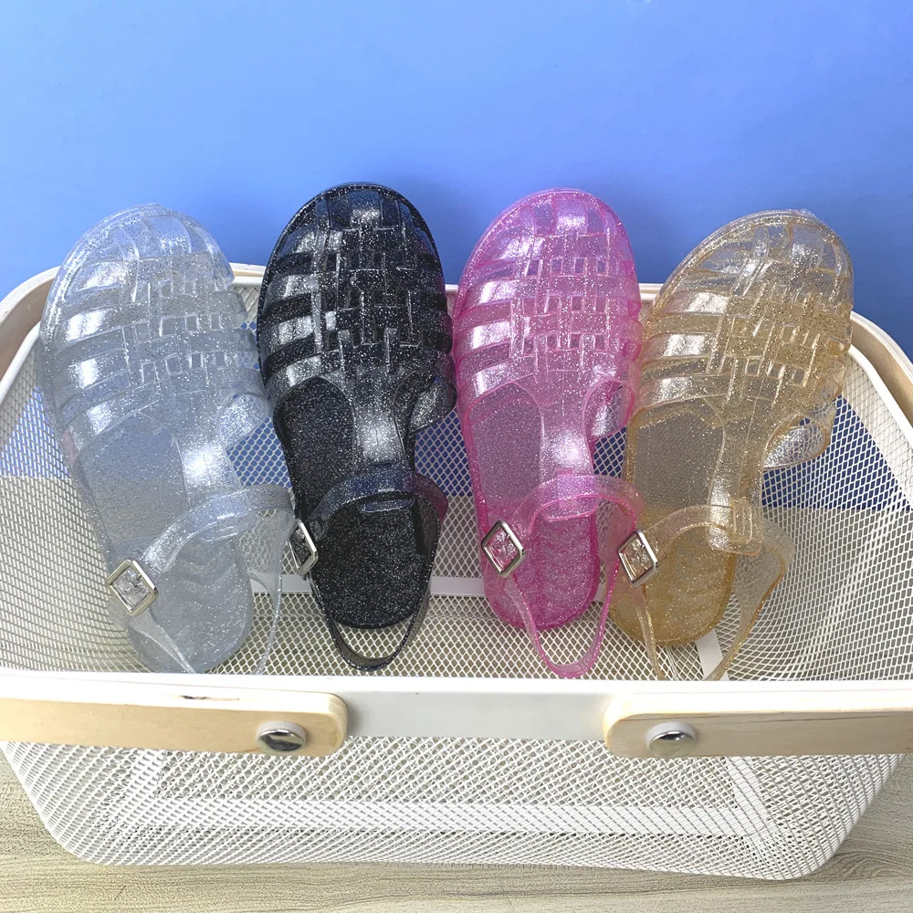 

2022 Sandals Shoes Closed Toe Summer Heels Suit Female Beige New Gladiator Fashion Girls Retro Black Comfort Low Flat Jelly Fabr