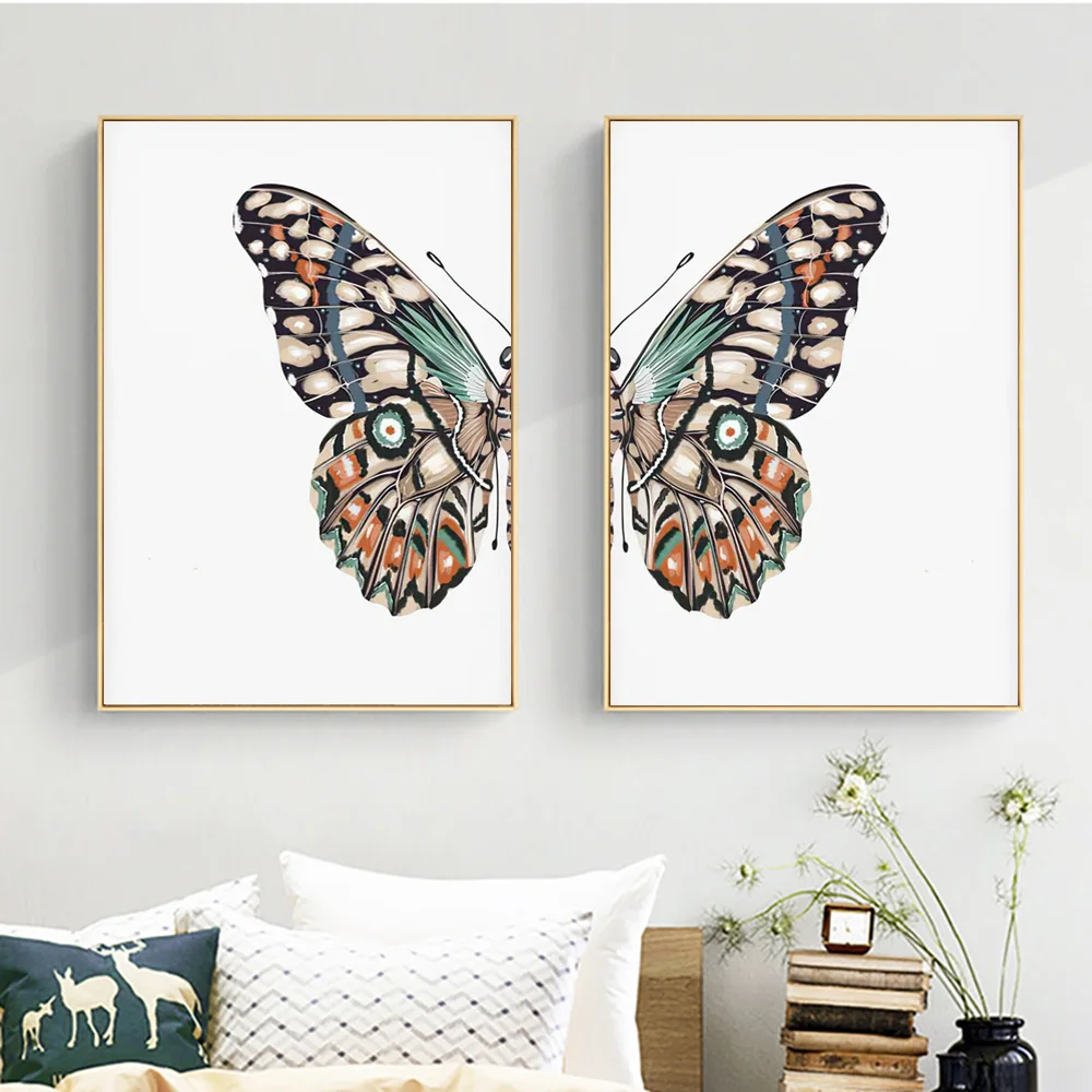 

Watercolor Butterfly Art Canvas Wall Painting Prints On Home Decor 2 Panels Animal Fabric Poster Picture For Living Room