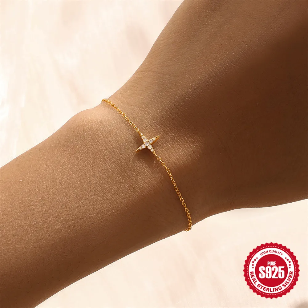 Женский браслет из серебра 100% пробы с цирконом