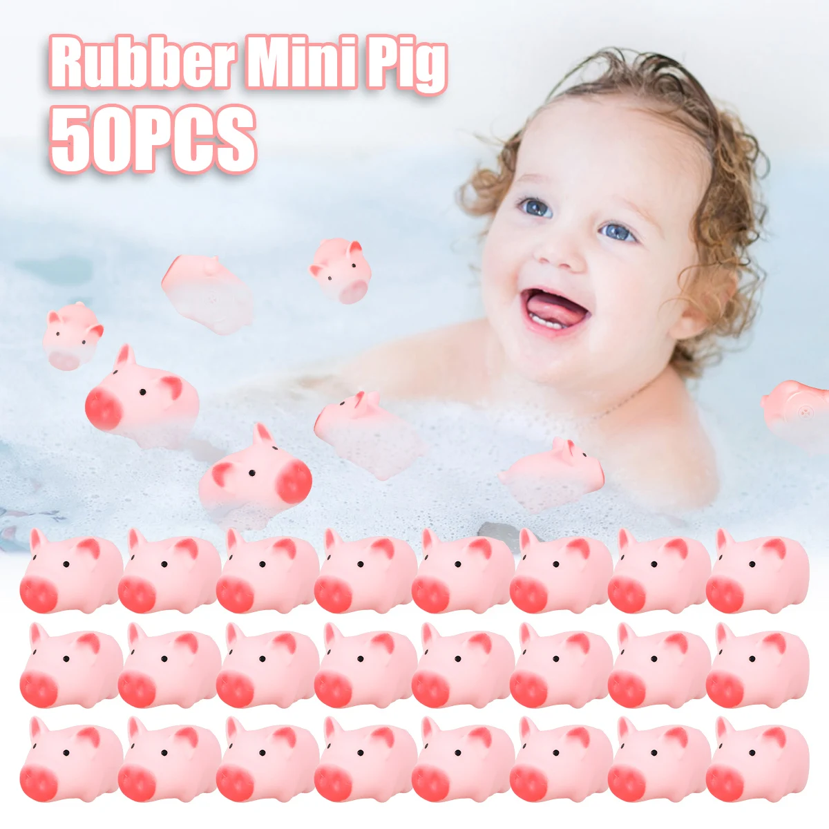 

50 шт. мини-свинки, игрушка для ванны, розовая пищалка, Свинка для ванны, маленькая свинка для душа, праздничная игрушка для снятия стресса, за...
