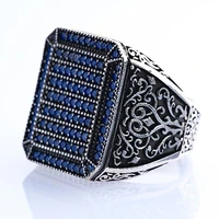 royal blue retro ring european and american simple male ring
