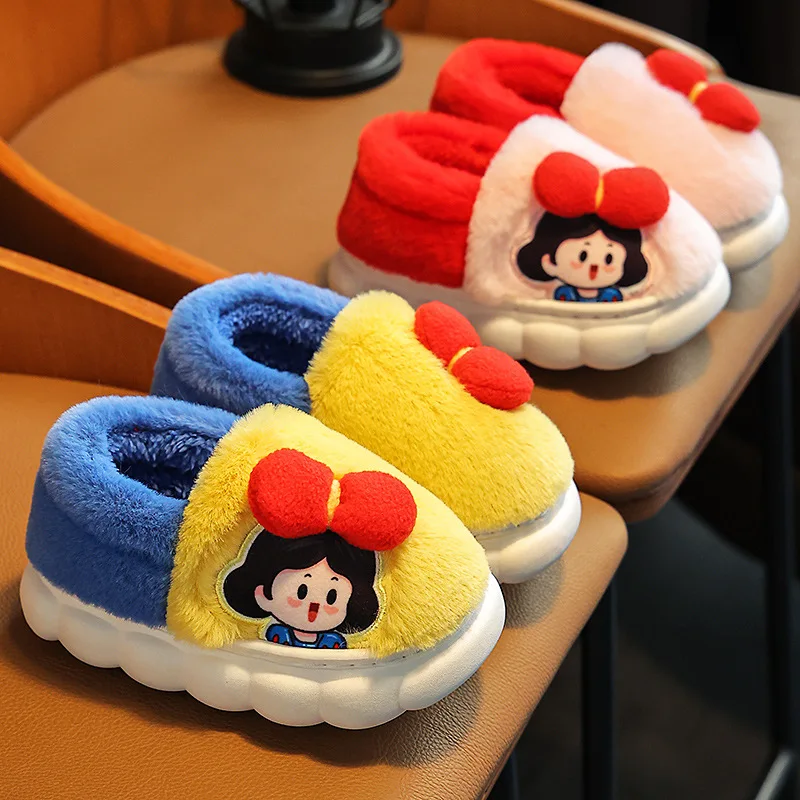 

Children's Cotton Shoes Wrapped Ankle Wool Girls' Lovely Cute Princess Winter Indoor Anti-skid Home Slippers Kids Fashion Causal