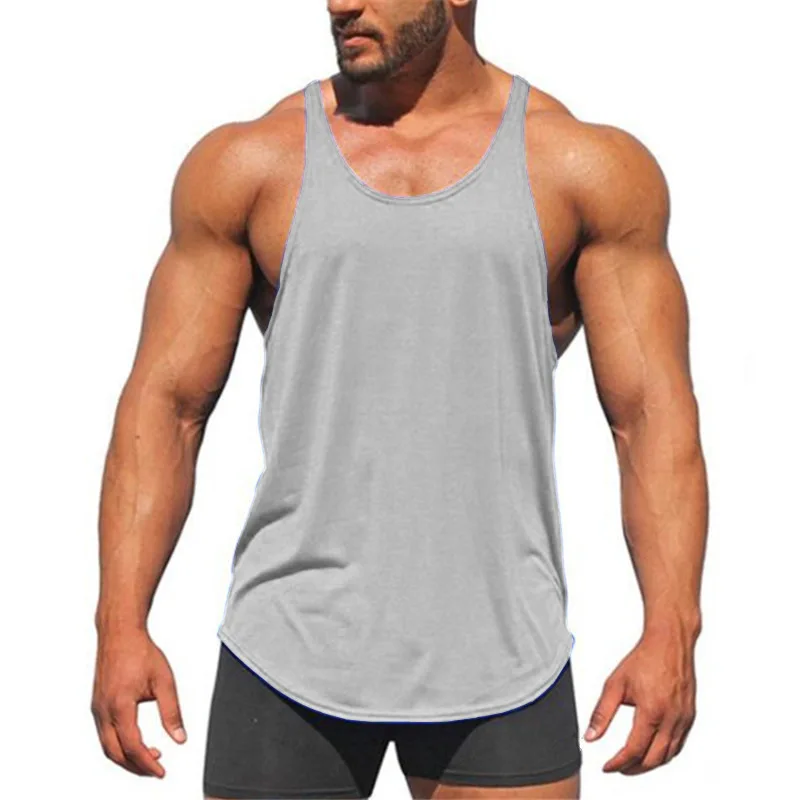 

2022 Solid Color Men's sports Vest Pure Cotton Bodybuilding Fashion Men's tank top
