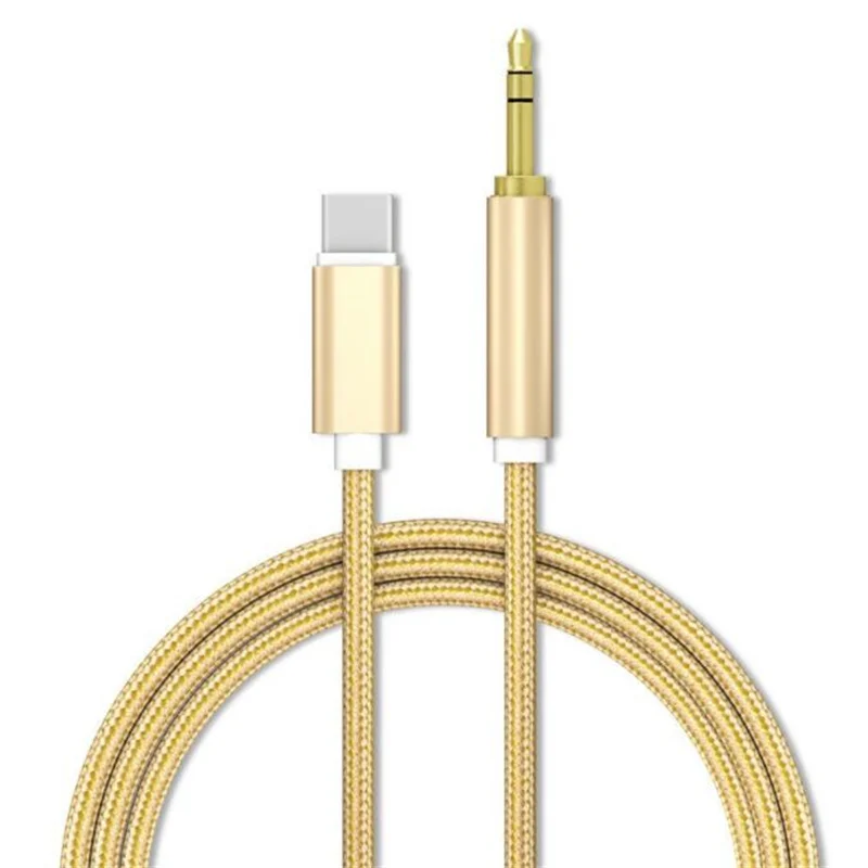 

50Pcs USB C to 3.5mm AUX Headphones Type C 3.5 Jack Adapter Nylon Cord Car Audio Extension Cable of Earphone for Huawei Xiaomi 9