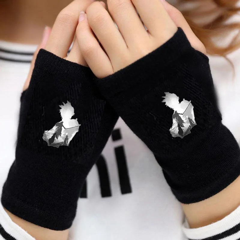 

Короткие перчатки без пальцев для подростков и женщин, варежки, теплые мужские перчатки с манжетами для аниме, фэнтези