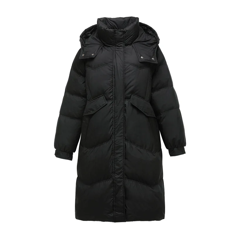 Women's oversized long hooded down jacket