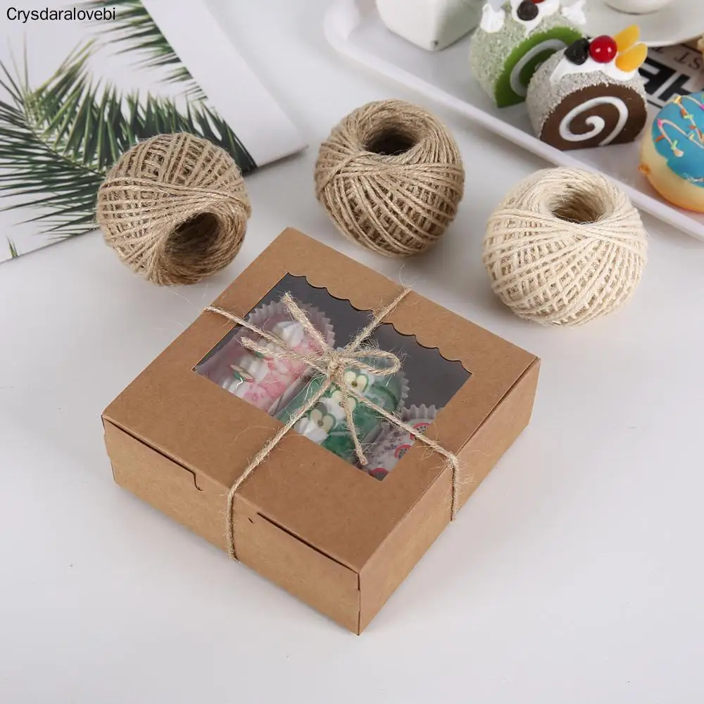 

5pcs Brown Kraft Paper Bakery Boxes Packaging with Window Cupcake Boxes Donut/Cake/Muffin/Dessert Birthday Party Decoration