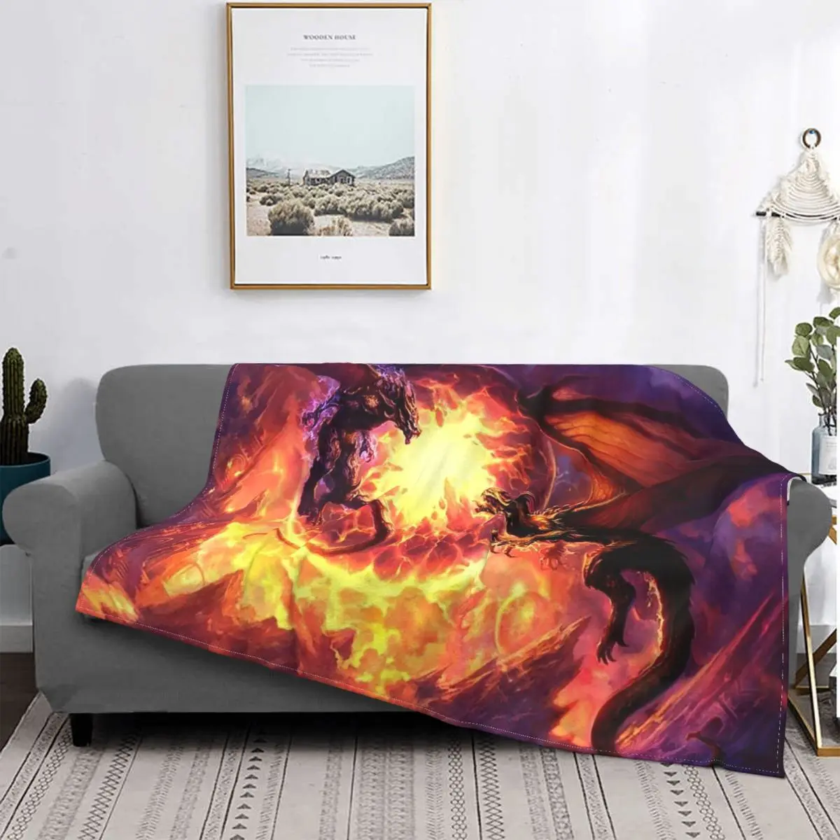 

Dragons Fighting Art Dragon Blanket Flannel Winter Flying Dragon Breathable Super Soft Throw Blankets for Sofa Bedroom Quilt