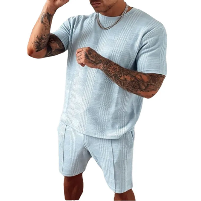 

2022 new summer men's casual suit short-sleeved shorts two-piece sports trend men's oversized