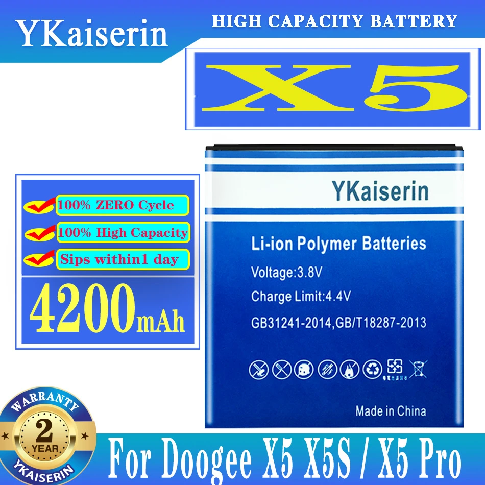 

Сменный аккумулятор ykaisсеребрин X 5 4200 мАч Для Doogee X5 X5S/X5 Pro X5Pro, аккумулятор большой емкости + трек №