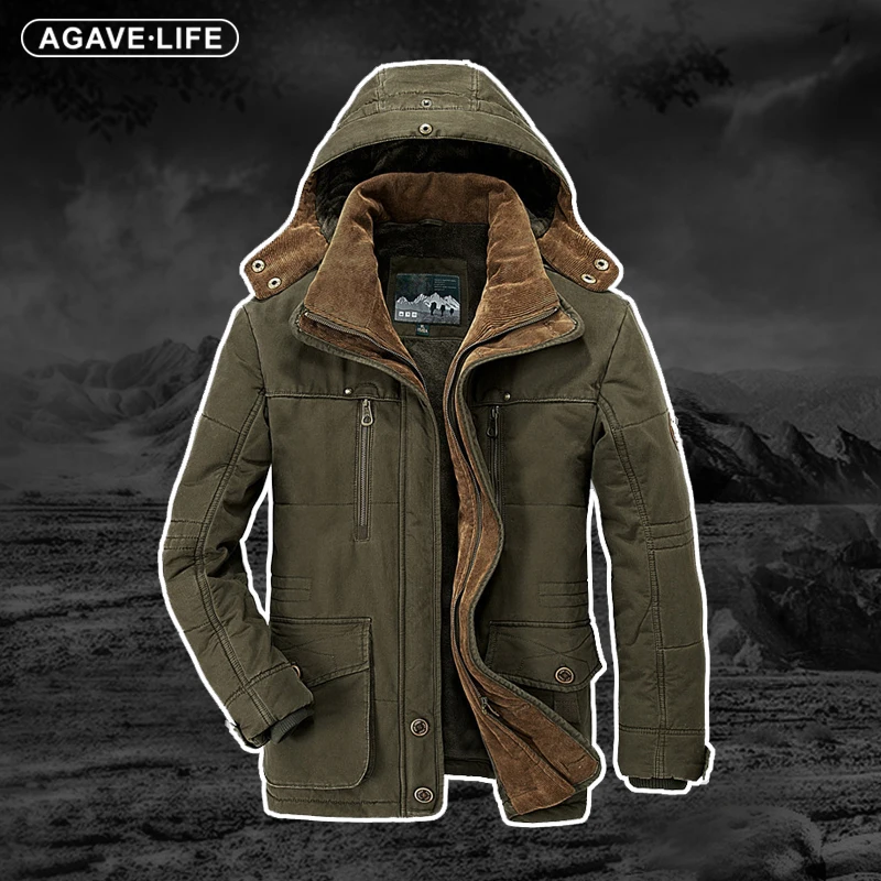

Мужская зимняя куртка, парка средней длины, бархатные толстые теплые куртки с несколькими карманами, однотонные парки, мужское уличное пальто большого размера 7XL