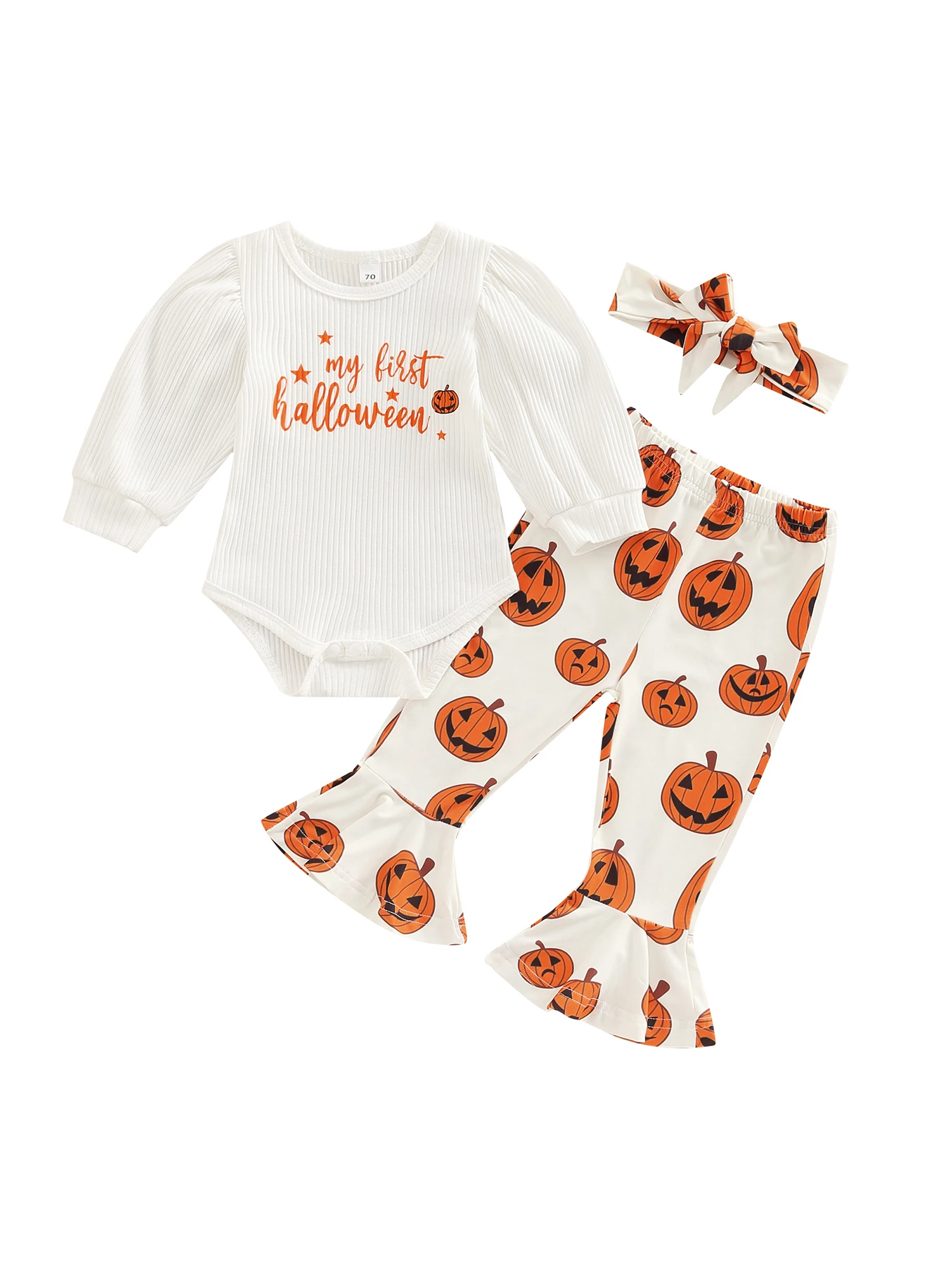 

Halloween Newborn Infant Baby Romper Baby Girls Outfit Baby Halloween Clothes Set Letter Print Short long Sleeve Romper